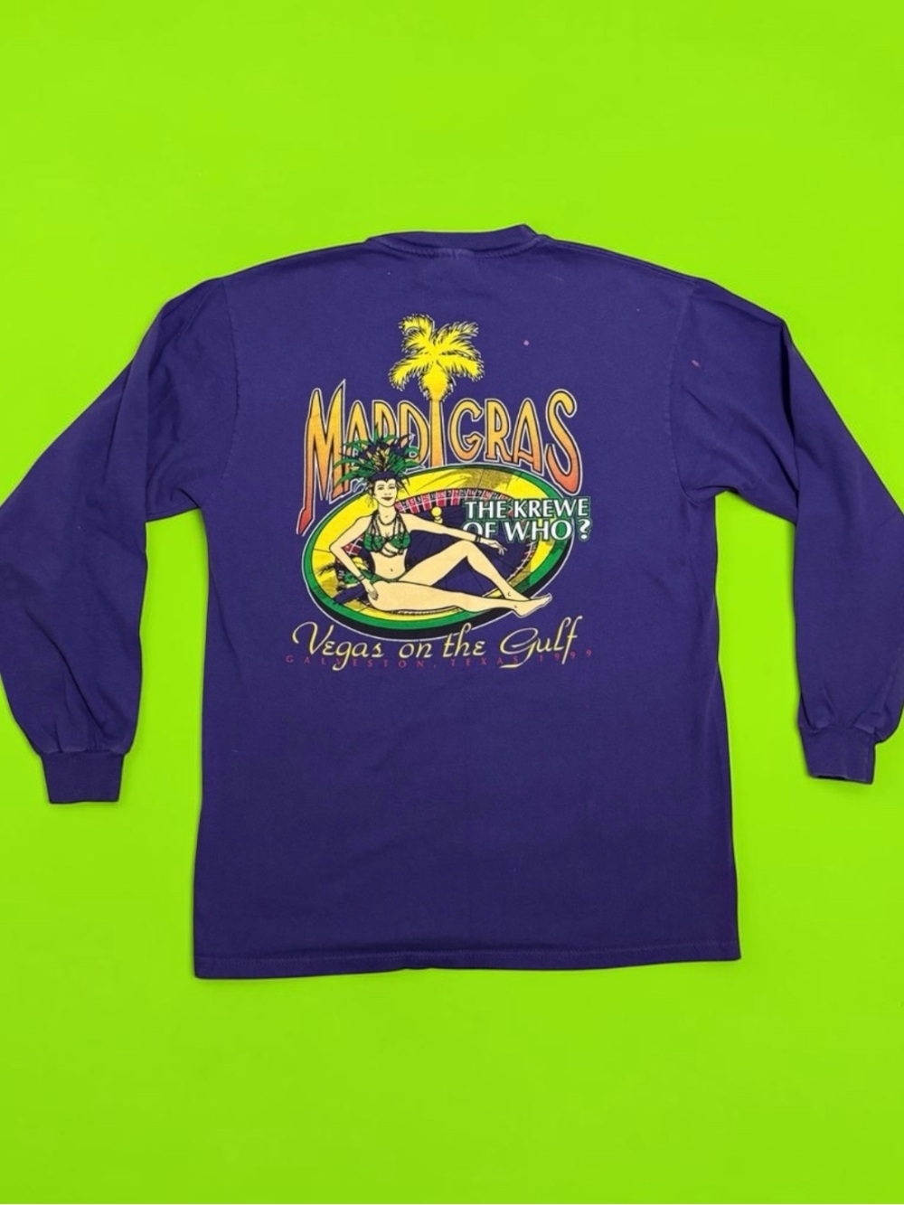 Vintage 90s Long Sleeve Mardi Gras Galveston Texas Shirt